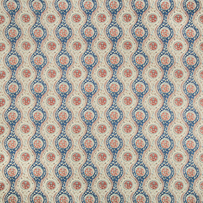 Brunschwig & Fils Nadari Print Blue/Red Fabric Sample 8019129.519.0