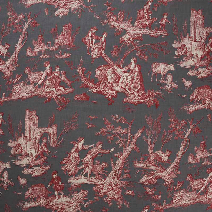 Marvic Textiles La Balancoire Red/charcoal Fabric Sample 6204-13