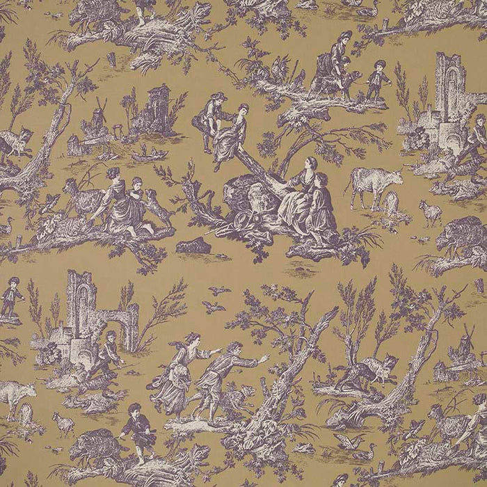 Marvic Textiles La Balancoire Amethyst/khaki Fabric Sample 6204-18