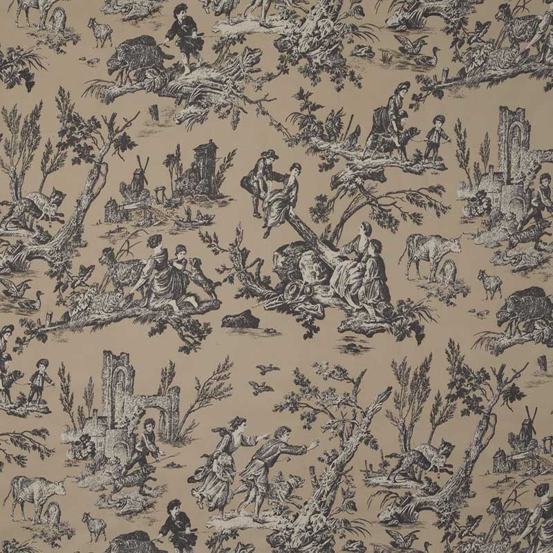 Marvic Textiles La Balancoire Charcoal/Beige Fabric 6204-4