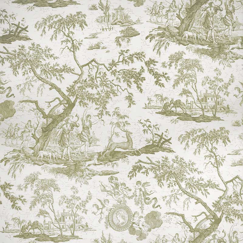 Marvic Textiles La Chasse Olive Fabric 5551-5