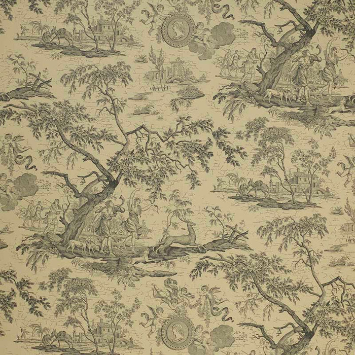 Marvic Textiles La Chasse Charcoal Wallpaper Sample W0550-1