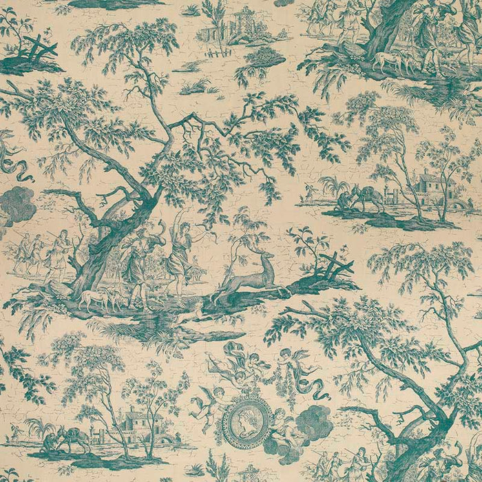 Marvic Textiles La Chasse Peacock Fabric Sample 5552-2