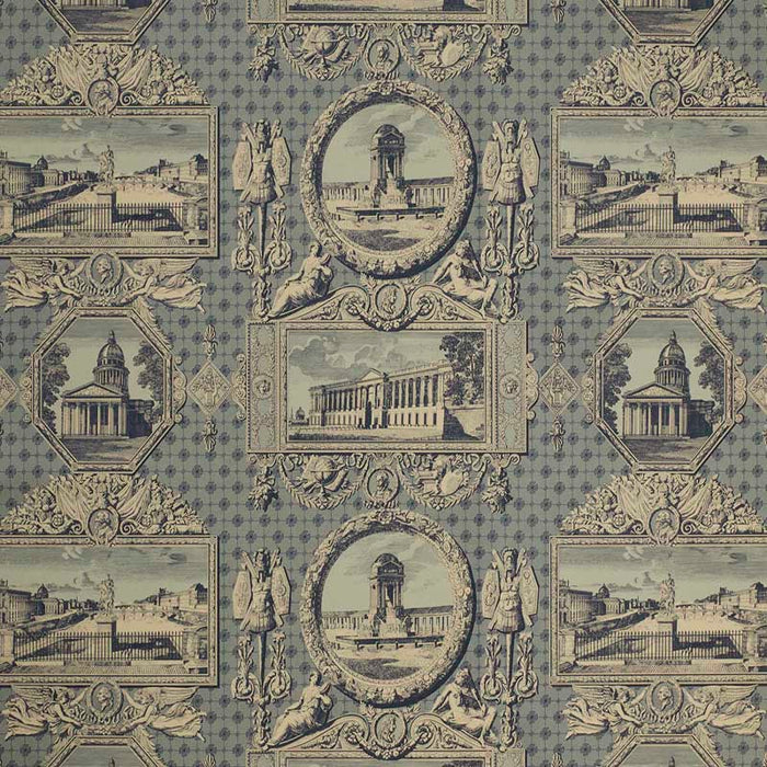 Marvic Textiles Les Vues De Paris Blue Wallpaper Sample W0623-2