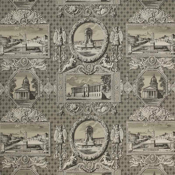 Marvic Textiles Les Vues De Paris Charcoal Wallpaper Sample W0623-4