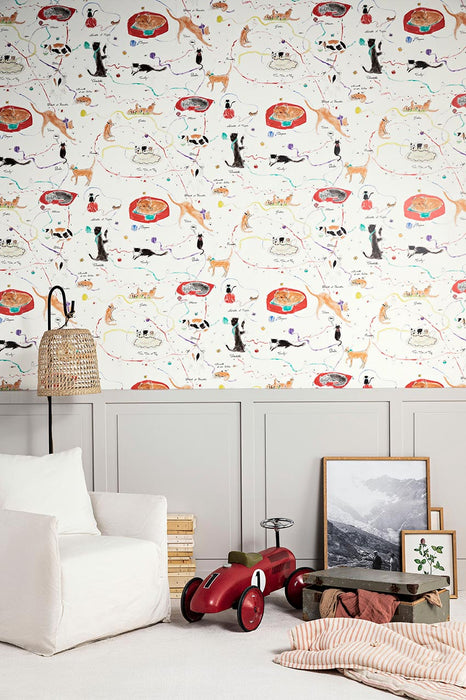 Pierre Frey Les Petits Chats De Colette Multicolore Wallpaper FP807001