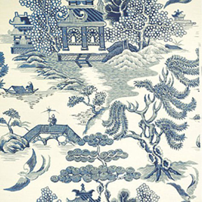 Lee Jofa Willow Lake Blue/Cream Wallpaper Sample P2009010.5.0