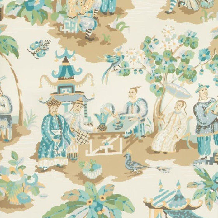 Brunschwig & Fils Xian Seafoam/Sand Wallpaper Sample P8019102.113.0