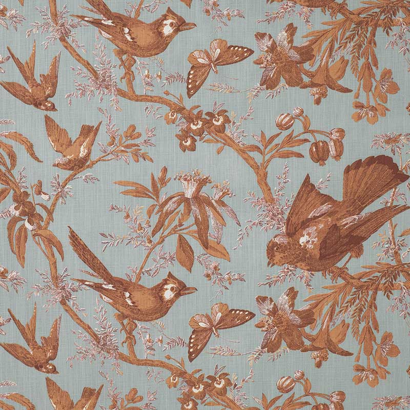 Marvic Textiles Paradisiers Copper/Duck Egg Fabric 7709-2