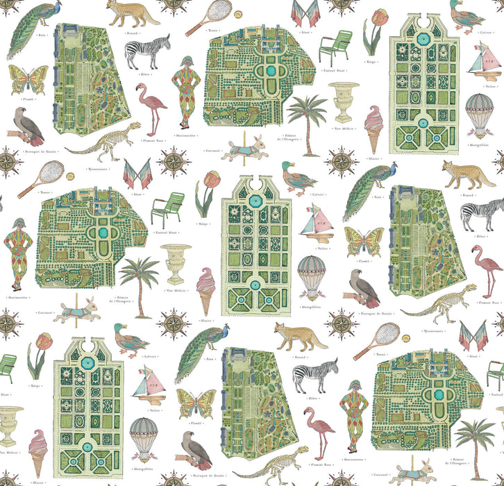 Pierre Frey Jardins Parisiens Vert Jardin Wallpaper Sample FP485001