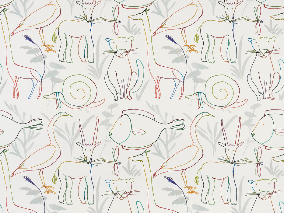 Pierre Frey Bestiaire Enchante Multicolore Wallpaper FP835001