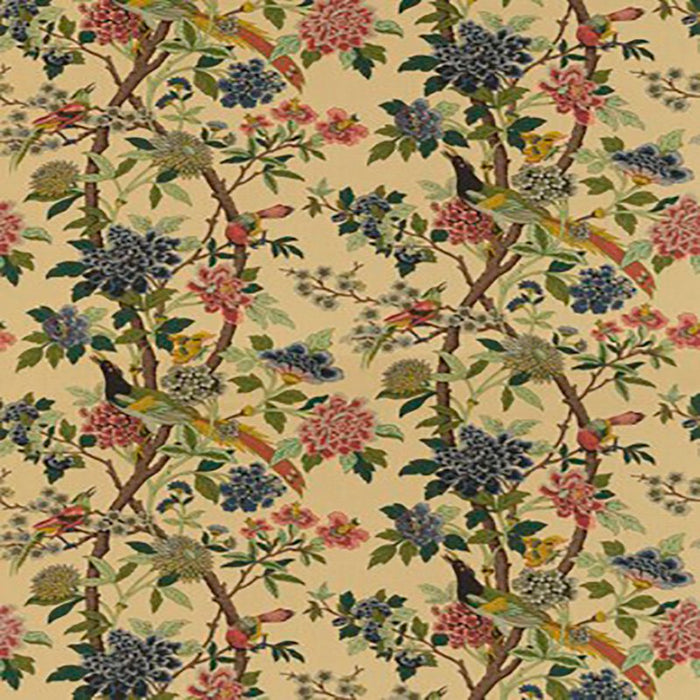 GP & J Baker Hydrangea Bird Rose/Biscuit Fabric Sample R1355.3.0