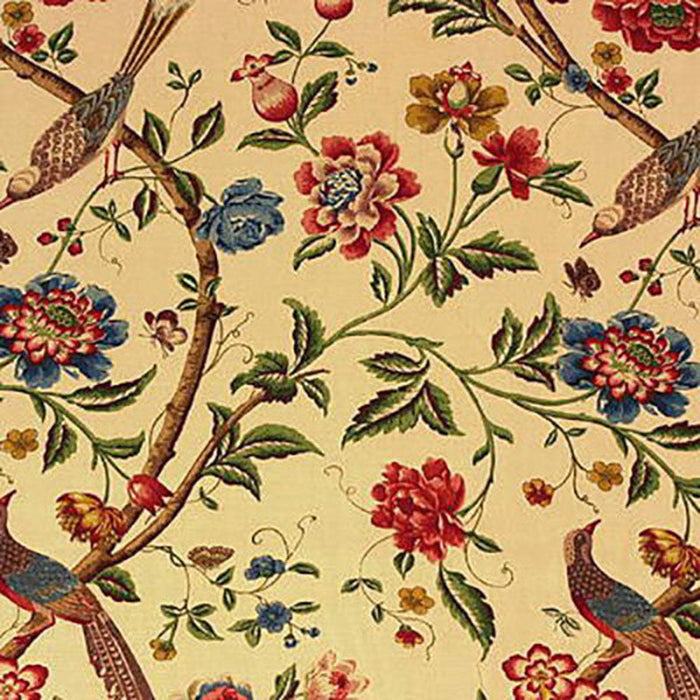 GP & J Baker Elinors Chinese Cream/Brick Fabric Sample R1362.1.0