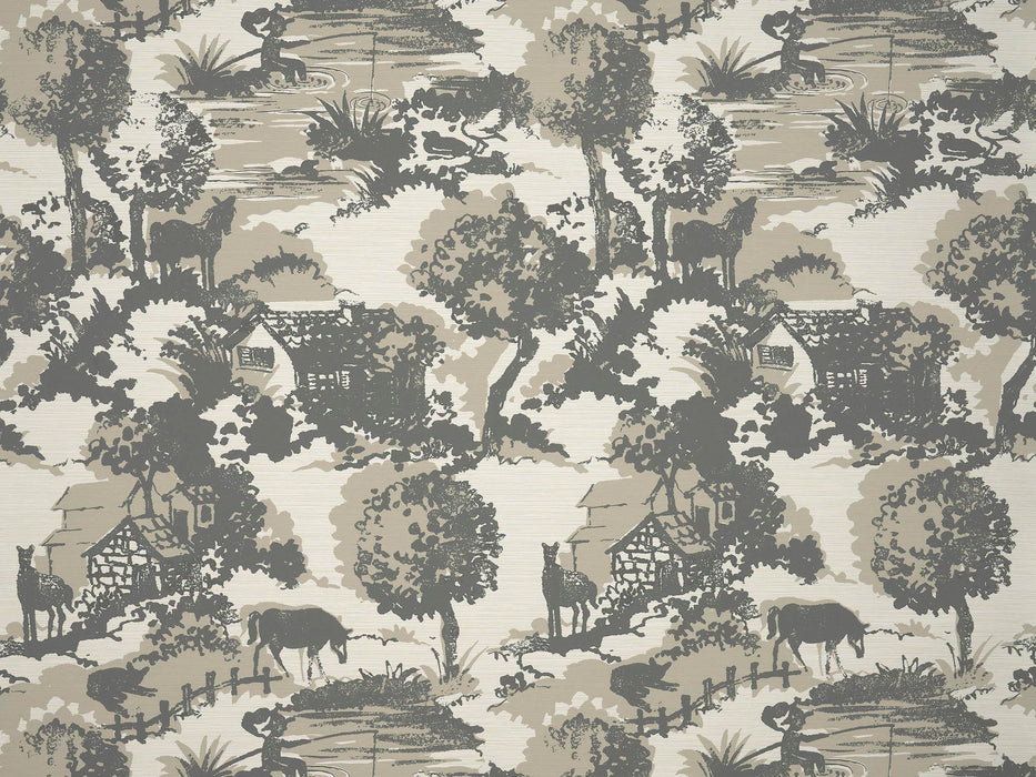 Pierre Frey Mortagne Fusain Wallpaper Sample FP945003