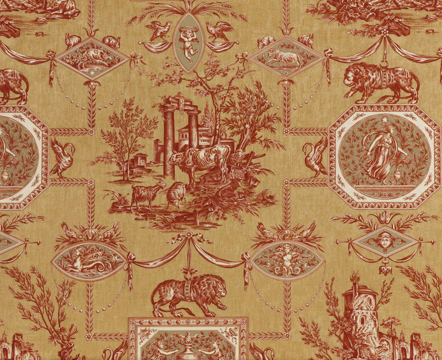 Braquenie Les Muses Et Le Lion Sanguine Cannelle Fabric Sample B1826003