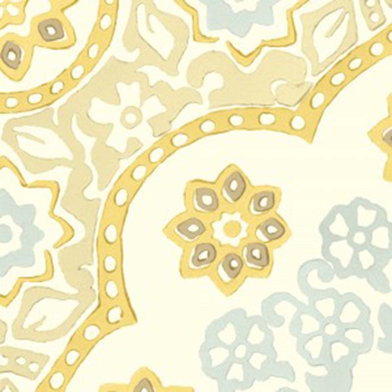 Galbraith & Paul Seville Medallion Light Celery Wallpaper Sample