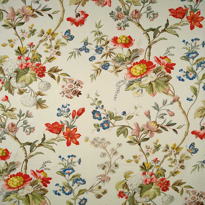 Colony Giamaican Poppy & Peacock On Ivory Fabric Sample CL 000116098M