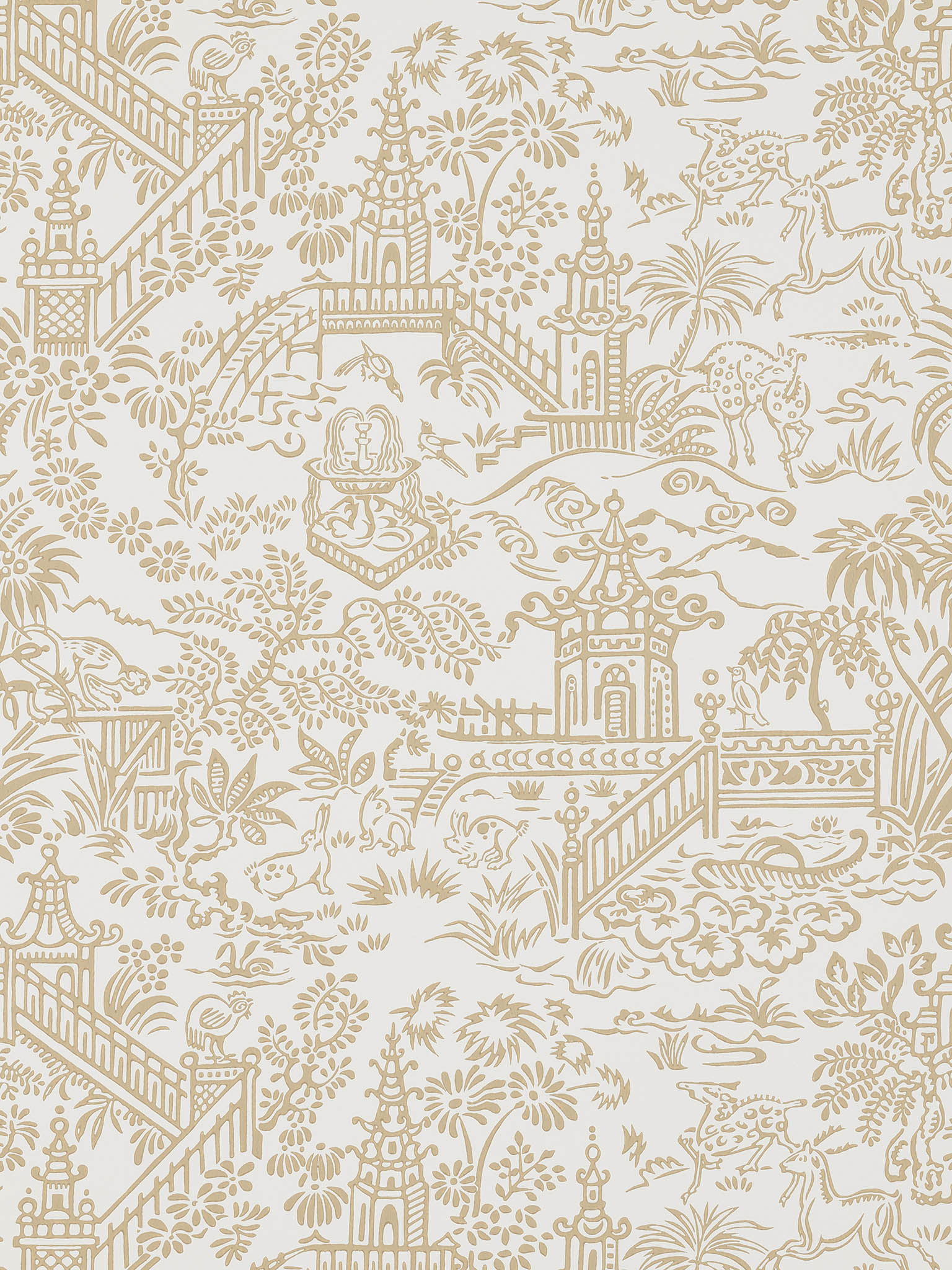 Pierre Frey Les Pagodes Beige Wallpaper FP761001