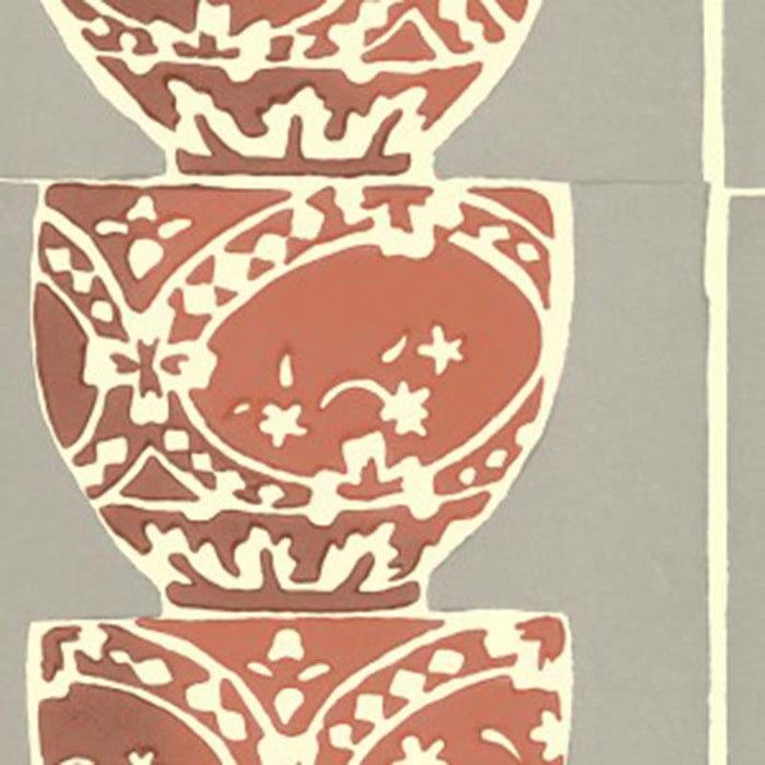 Galbraith & Paul Stacked Pots Terra Cotta Wallpaper Sample