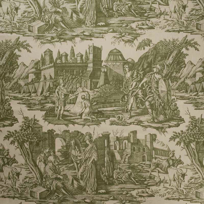 Marvic Textiles Toile Alexander The Great Olive Fabric 6217-2