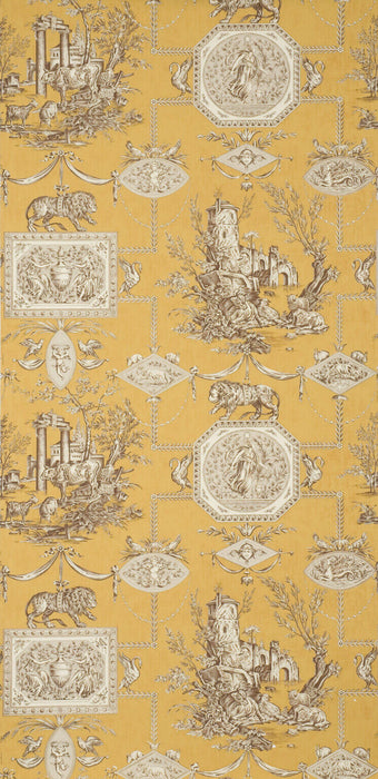 Braquenie Les Muses Et Le Lion Ochre Wallpaper BP207004