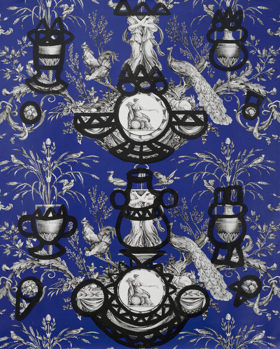 Pierre Frey Fontaine Et Animaux Barbouillage Bleu Outremer Wallpaper FP568002