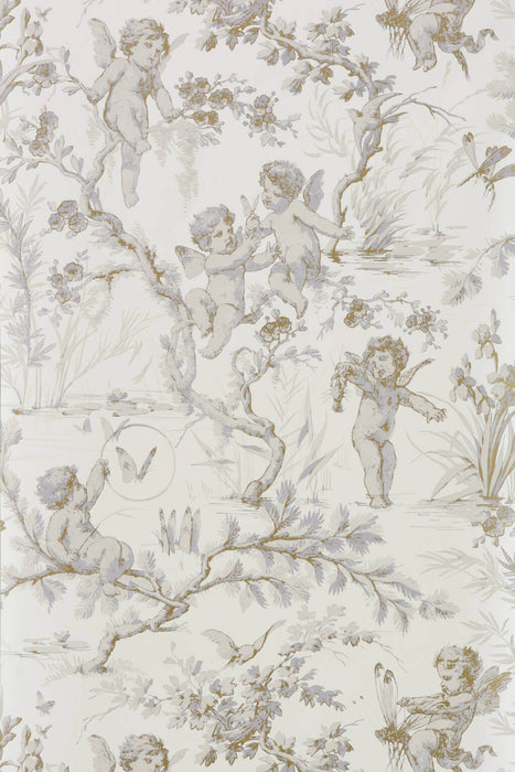 Pierre Frey Jeux D'Anges Argent Wallpaper Sample FP575002