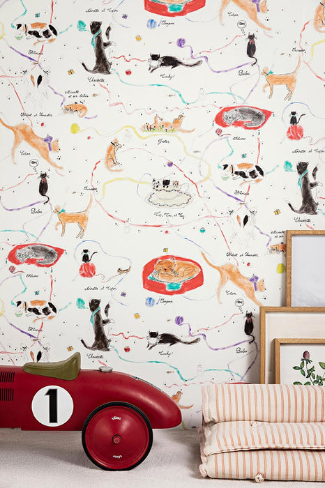 Pierre Frey Les Petits Chats De Colette Multicolore Wallpaper FP807001