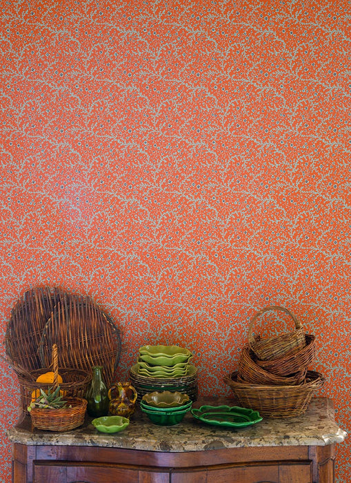 Pierre Frey Fleurs De Corail Terracotta Wallpaper Sample FP787003