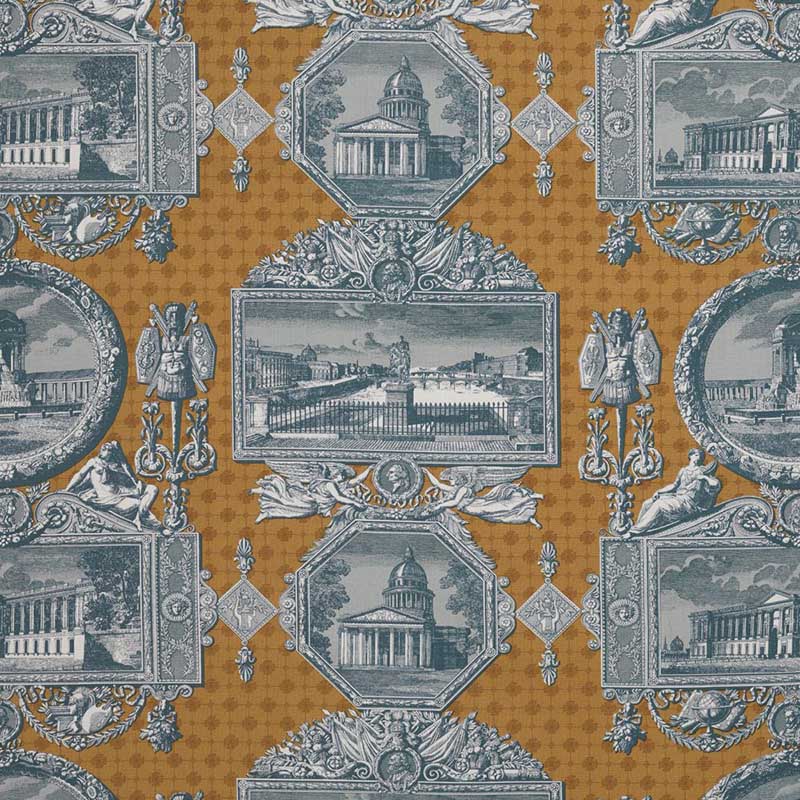 Marvic Textiles Les Vues De Paris Old Gold Fabric 6203-10