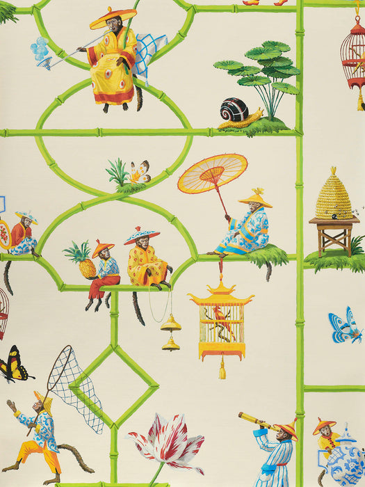 Pierre Frey Les Singes Savants Beige Wallpaper FP770001