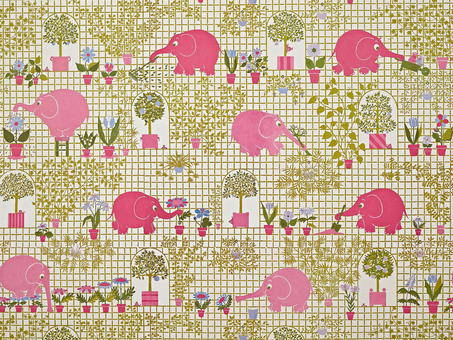 Pierre Frey Les Elephants Jardiniers Paquerette Wallpaper FP836002