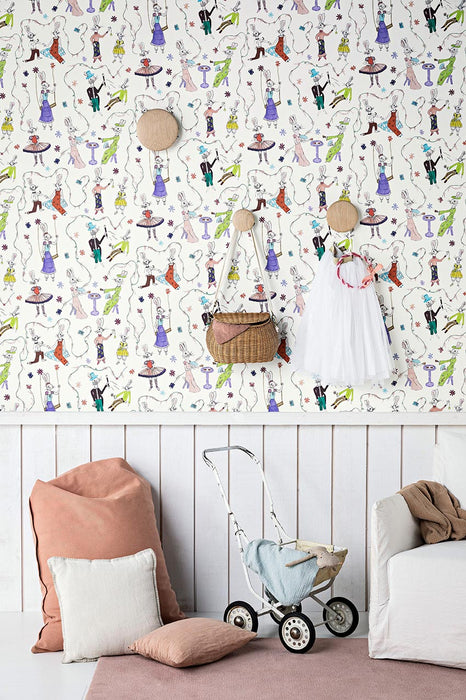 Pierre Frey Les Lapins De Charlotte Multicolore Wallpaper FP811001