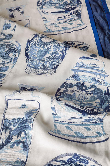 Pierre Frey Qinghua Blue Porcelain Fabric F3806001