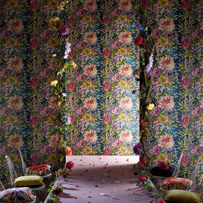 Harlequin Floreale Tangerine/Fuchsia 111497 Wallpaper HSTO111497