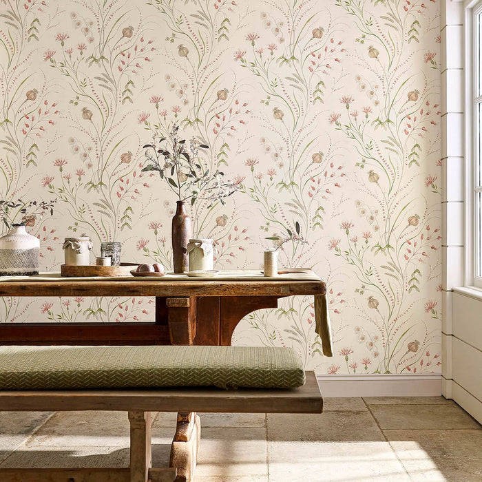 Sanderson Summer Harvest Silver/Chalk 216498 Wallpaper DEBB216498