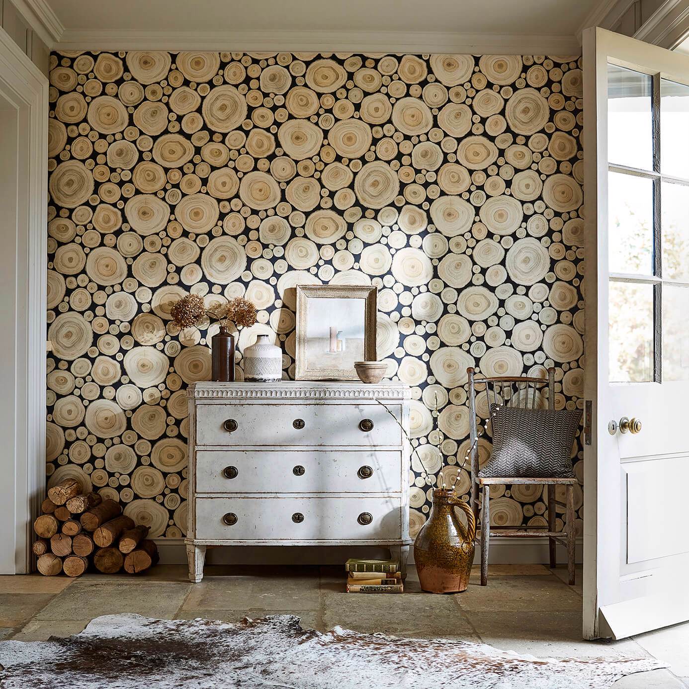 Sanderson Alnwick Logs Driftwood 216508 Wallpaper DEBB216508