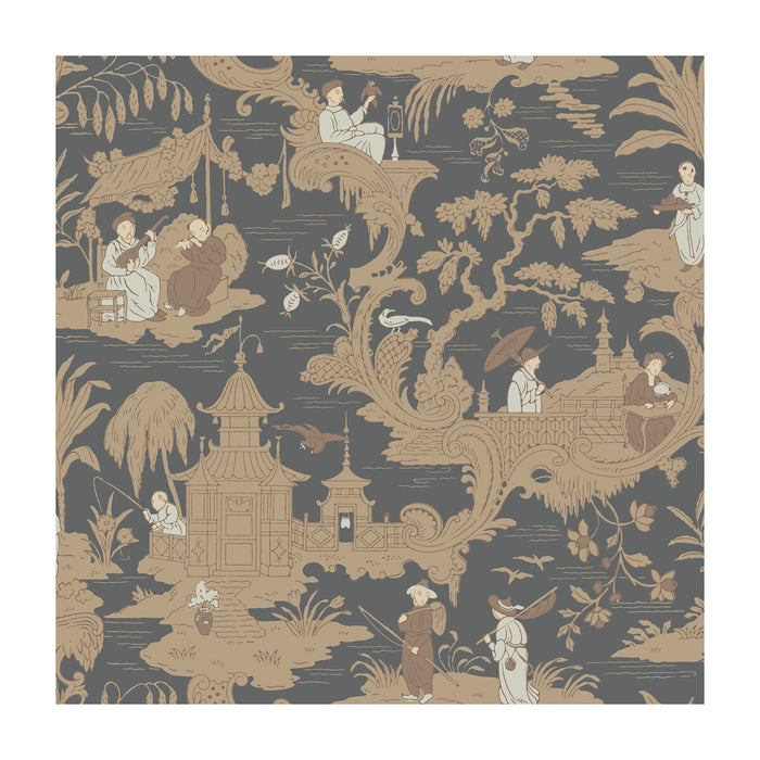 Cole & Son Chinese Toile Charcoal Wallpaper 100/8040.CS.0