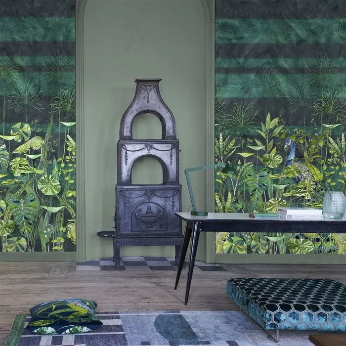 Designers Guild Arjuna Leaf Peacock Viridian Wallpaper PDG1069/01