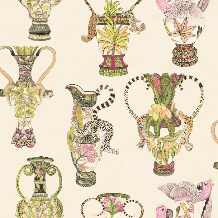 Cole & Son Khulu Vases Cream & Multi Wallpaper 109/12057.CS.0