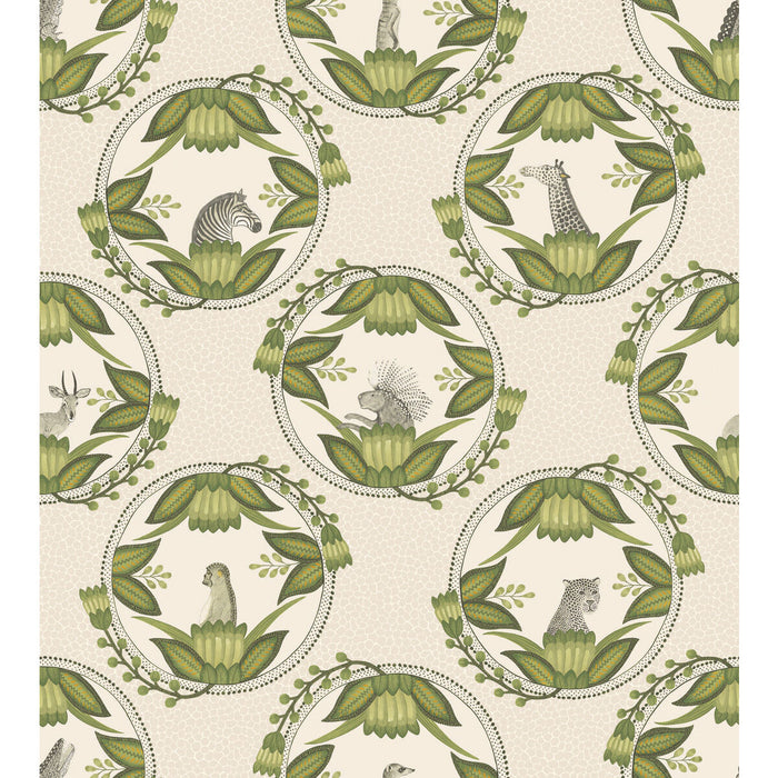 Cole & Son Ardmore Cameos Stone & Green Wallpaper 109/9041.CS.0