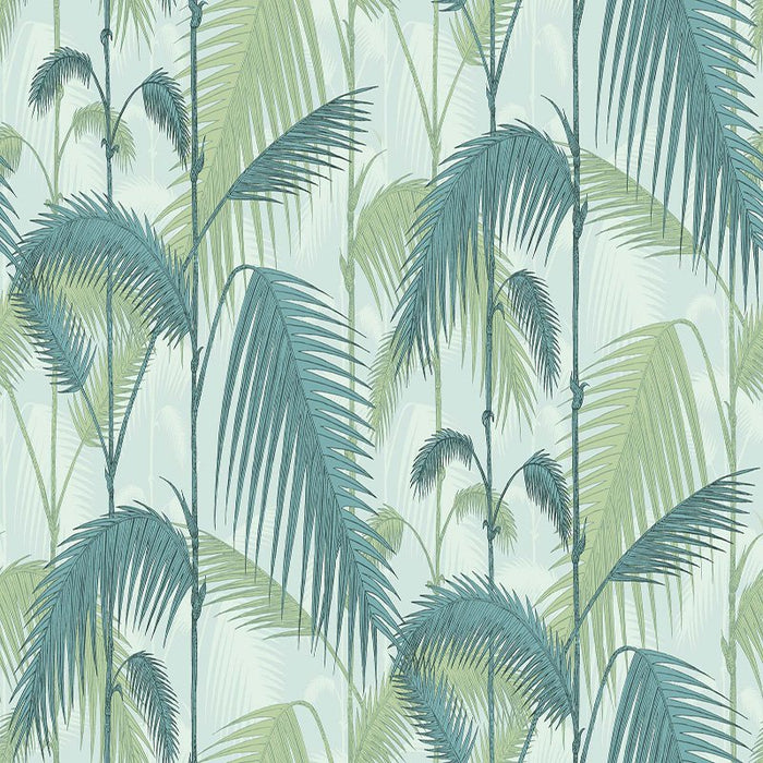 Cole & Son Palm Jungle Print Room Blue/Mint Wallpaper 112/1001.CS.0