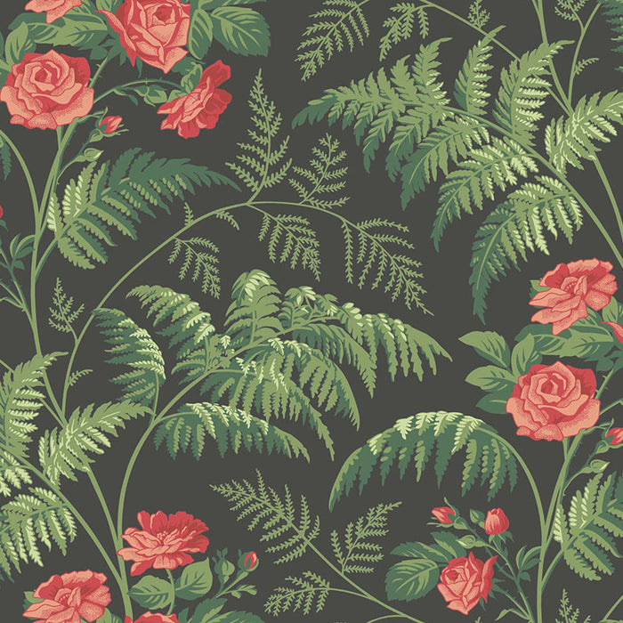 Cole & Son Rose Red/L Green/Charcoal Wallpaper 115/10030.CS.0