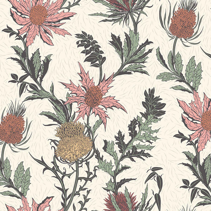 Cole & Son Thistle A Pink/Orange/Parch Wallpaper 115/14043.CS.0