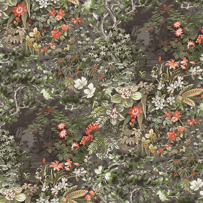 Cole & Son Woodland Coral/Olive/Char Wallpaper 115/4011.CS.0