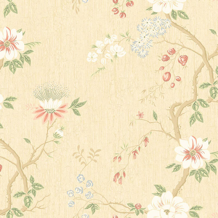 Cole & Son Camellia Coral/Sage/Butterc Wallpaper 115/8023.CS.0