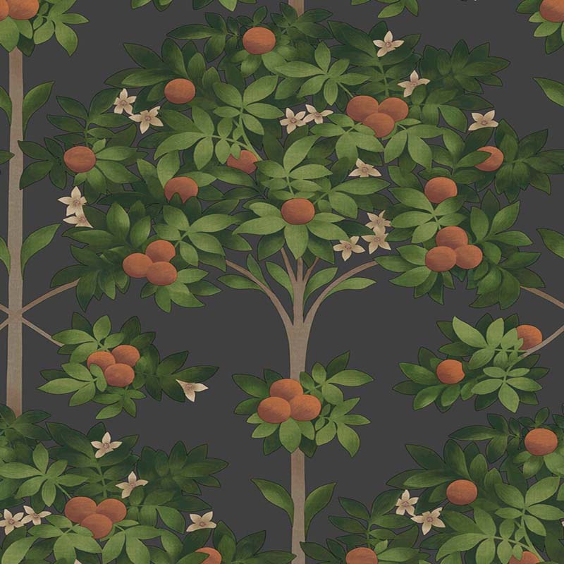 Cole & Son Orange Blossom Orange & Spring Green/Black Wallpaper 117/1003.CS.0