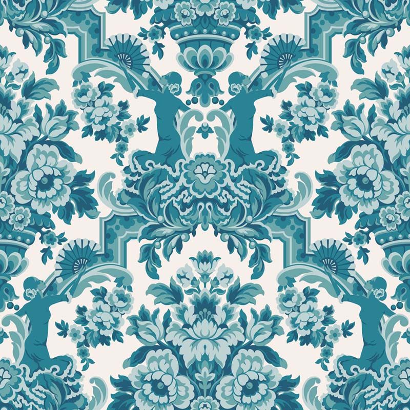 Cole & Son Lola Petrol Blues On White Wallpaper 117/13042.CS.0