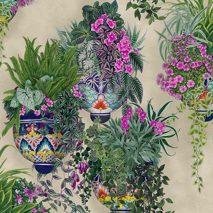 Cole & Son Talavera Magenta & Spring Greens On Stone Wallpaper 117/9027.CS.0