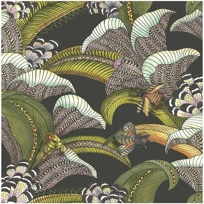 Cole & Son Hoopoe Leaves Olive Black Wallpaper 119/1002.CS.0